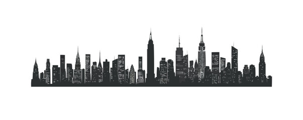 City silhouette vector set. Panorama city background. Skyline urban border collection.vector isolated white background