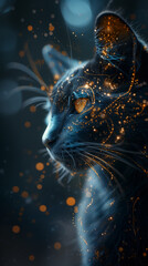 Image of wild cat and magic drops. Illustration