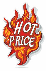 a hot price sticker on a white background