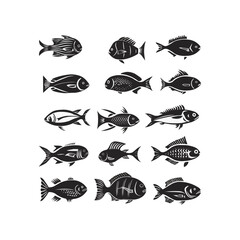 Fish, watercolor painting. animal cartoon vector illustration collection. isolated on a white background