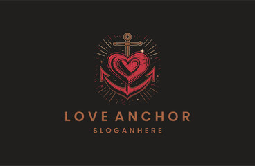 Love anchor logo icon design template vector illustration