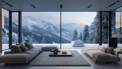 Luxury villa with snow mountain view