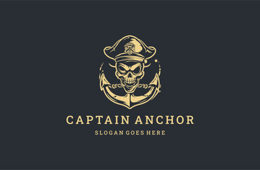 Obraz premium Captain anchor logo icon design template vector illustration