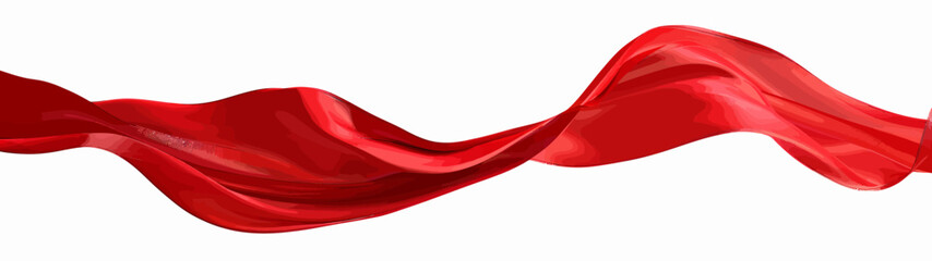 a red flowing fabric on a white background