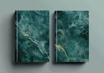 a pair of green marble book covers on a gray background