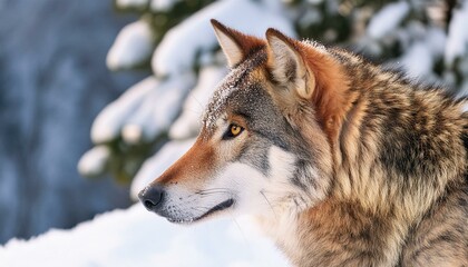 Obraz premium Un gros plan d’un loup dans la neige