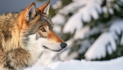 Obraz premium Un gros plan d’un loup dans la neige