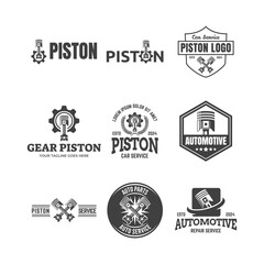 Obraz premium Set of Automotive piston workshop logo design modern badge style custom car service engine tune up logo.