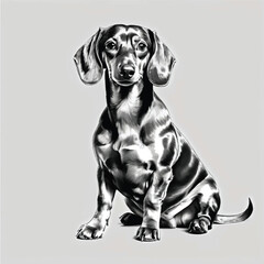 black and white dog. Dog sketch, Dog Illustration