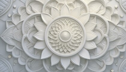 Mandala with white background, watercolor, pale colors, flower motif