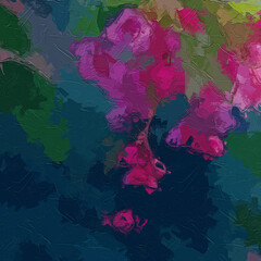 The beautiful scenery of oil paintings and various flowers, ducks, ponds, butterflies, cats, and dogs