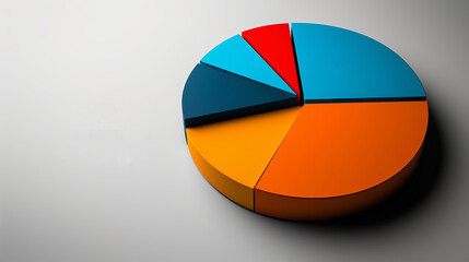 Fototapeta premium Minimalist 3D Pie Chart in Solid Colors