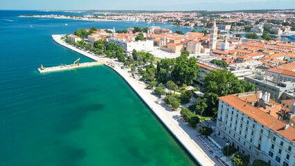 Aerial view of Zadar cityscape along the sea, Croatia