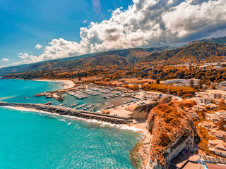 Panoramic aerial view of Tropea in summer season, Calabria - Italy