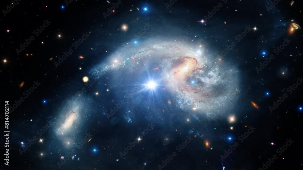 Wall mural space travel flying in to the arp 72 a galaxy pair that includes ngc 5996 . 4k is motion footage for