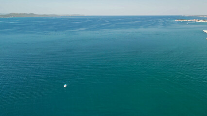 Aerial view of Zadar cityscape along the sea, Croatia