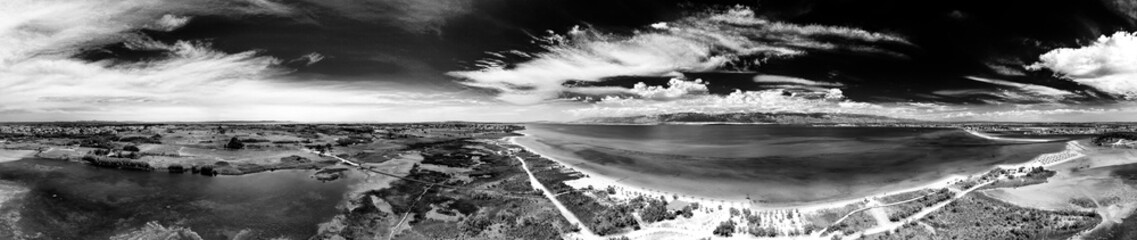 Panoramic aerial view of Zadar Queen's Beach, Croatia