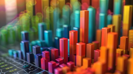 Obraz premium colorful 3D rendering of a city. The buildings are made of blocks of different colors.