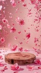 Whimsical Floral Scene on Pink Background for Social Media Posts Generative AI