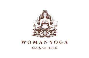 Obraz premium Woman yoga logo icon design template vector illustration