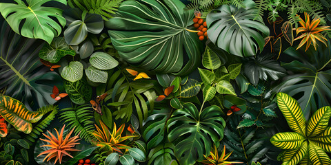 Tropical Leaves Background Exotic Leaves