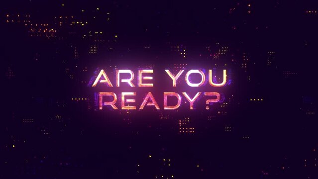 Are you ready glitch gold text effect cinematic title digital effect on black abstract background. 