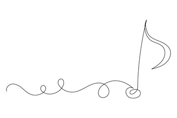 Line Art Note. Simple Line Drawing Of Music Note With Curves. Minimalist Artistic Design Illustrating Melody And Sound. Elegant Continuous Line Art Representing Musical Harmony.