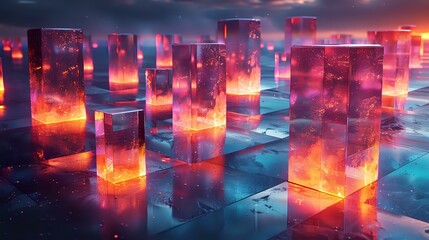 Obraz premium Digital Sophistication: Light Play on Geometric Forms