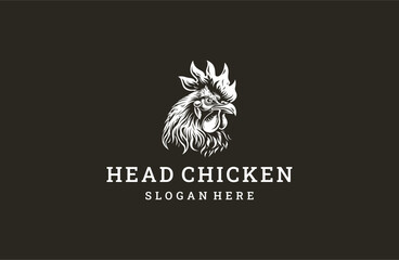 Naklejka premium Head chicken logo icon design template vector illustration