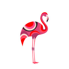 Pink flamingo,abstract exotic bird isolated on white background.Vector illustration.