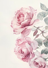 Whimsical Watercolor Roses in Pastel Hues for Baby Shower Decor Generative AI