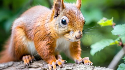 Obraz premium Close-up of a curious squirrel, perfect for wildlife and nature-related themes.