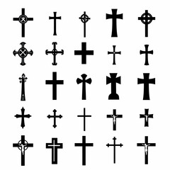 Obraz premium a bunch of different crosses on a white background