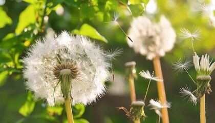 dandelion seeds being blown in the wind