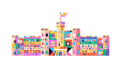 Fairy Tale Castle Isolated Object over White. Vector Illustration of the Magical Fantasy Building.