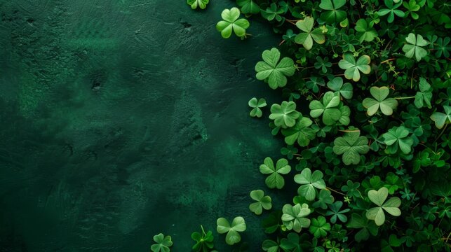 Shamrocks swirl and twirl against a vivid green backdrop