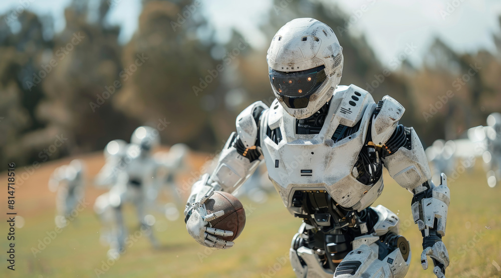 Leinwandbilder A multitude of robots in motion, running across a vast field with purpose.