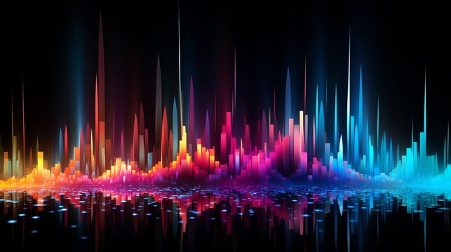 Soundwave Spectrum A vibrant background depicting a soundwave visualized as colorful dots that increase and decrease in density and size based on the frequency