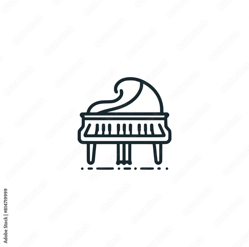 Sticker The classic piano. Black white vector illustration.