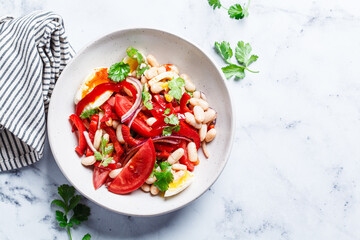 Piyaz - Turkish salad with beans, egg, tomatoes and red onion.