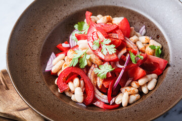 Piyaz - Turkish salad with white beans, tomatoes and red onion.