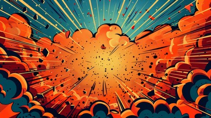 Develop an invitation with a superhero theme, the background a burst of comic book explosions, central area left for event details