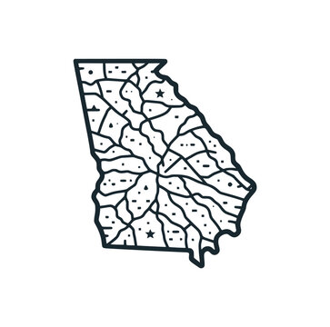 recommend clip art: The Georgia state map. Black white vector logo illustration. 
