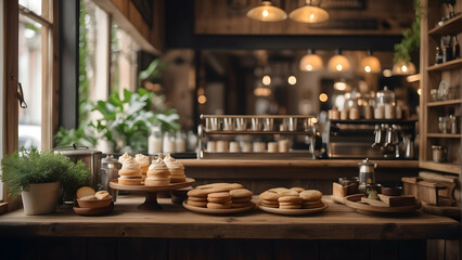 Rustic bakery counter with homemade treats