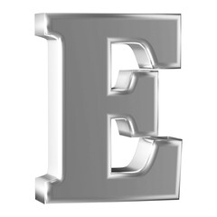 Silver 3D Font Letter E uppercase