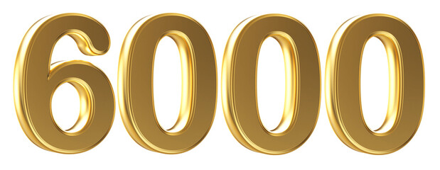 6k follower Gold 3D Number