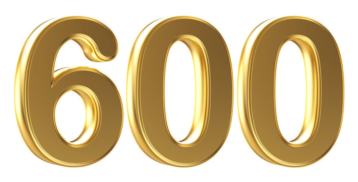 Gold 3D Number 600