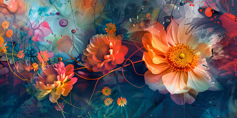 Beautiful watercolor floral background Generative Ai
