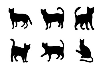 Cat silhouette illustration set design