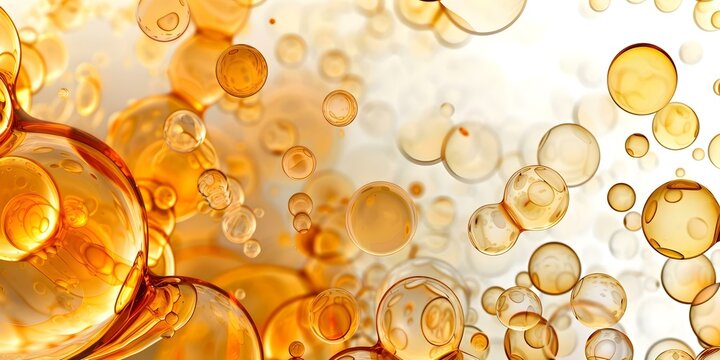 Closeup macro image of tiny yellow cholesterol granules with varying sizes. Concept Macro Photography, Cholesterol Granules, Yellow Color, Varying Sizes